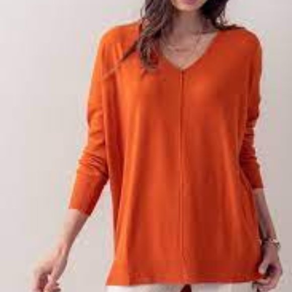 Tea n' Rose Oversized Sweater in Light Orange/Rust - Picture 3 of 4